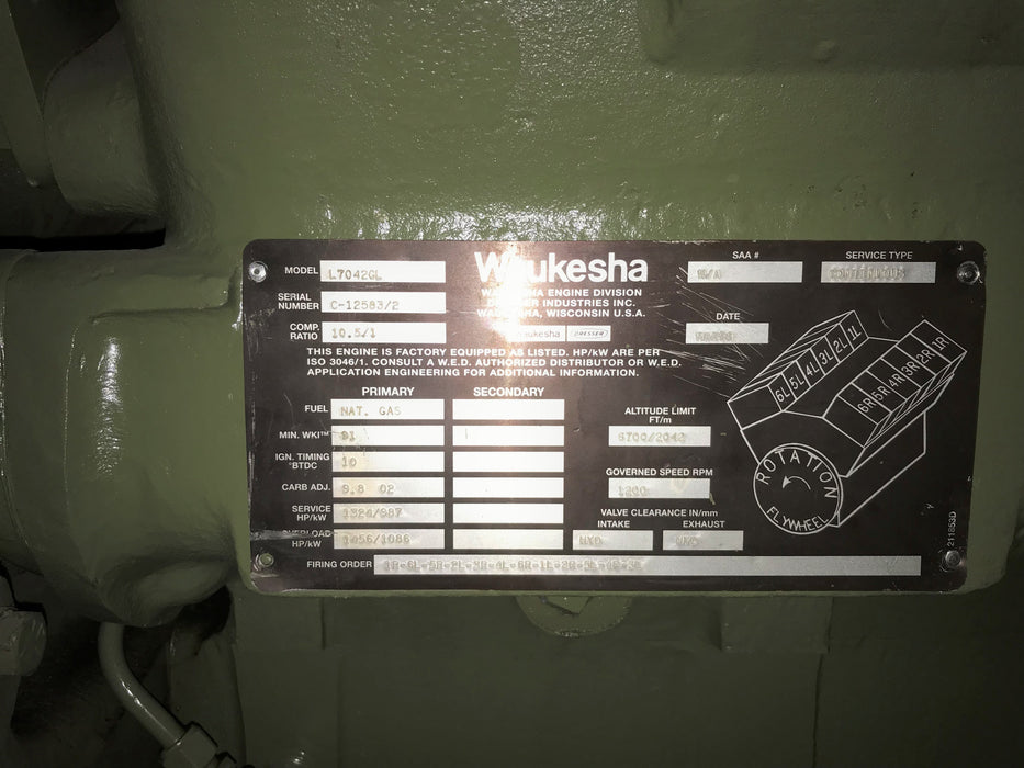 WAUKESHA 7042GL EXCHANGE ENGINE QR1275