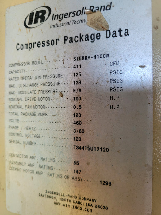 Ingersoll Rand Sierra-H100W Air Compressor