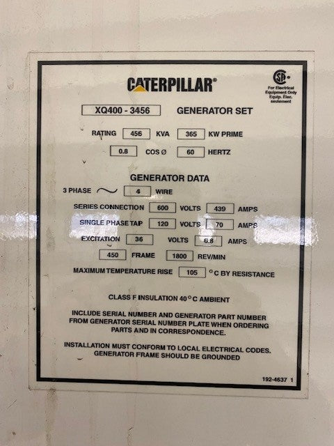 Caterpillar 3456 Trailer Generator, 365KW prime, 600 volt, diesel ( CALL FOR PRICING )