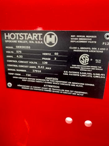 Never used Hotstart, Model OER30255