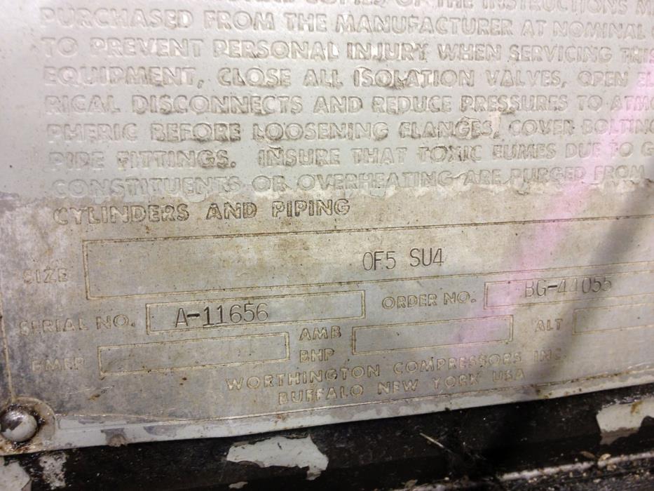 USED WORTHINGTON OF5 SU4 COMPRESSOR *