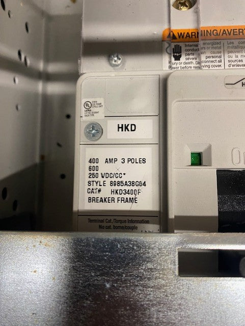 NEW EATON HKD 400AMP, 3 POLES, 600, 250 VDC/CC BREAKER