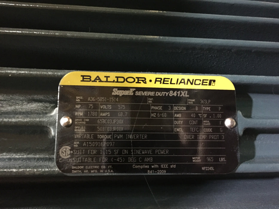 Diluent Pump and Baldor Motor HP 75