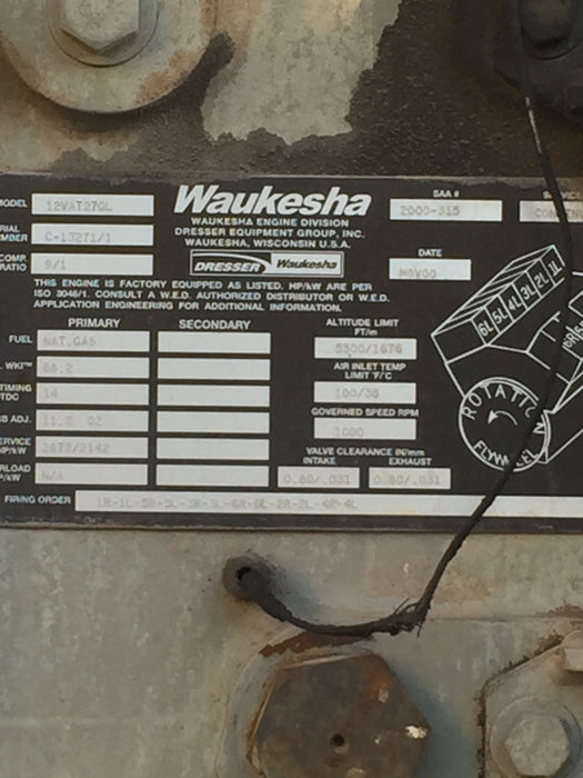 Waukesha 12V AT27GL Used Engine Core
