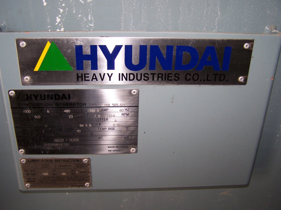 HYUNDAI, GENSET 1000KW INDUCTION GEN S/N 31839RMH1810001