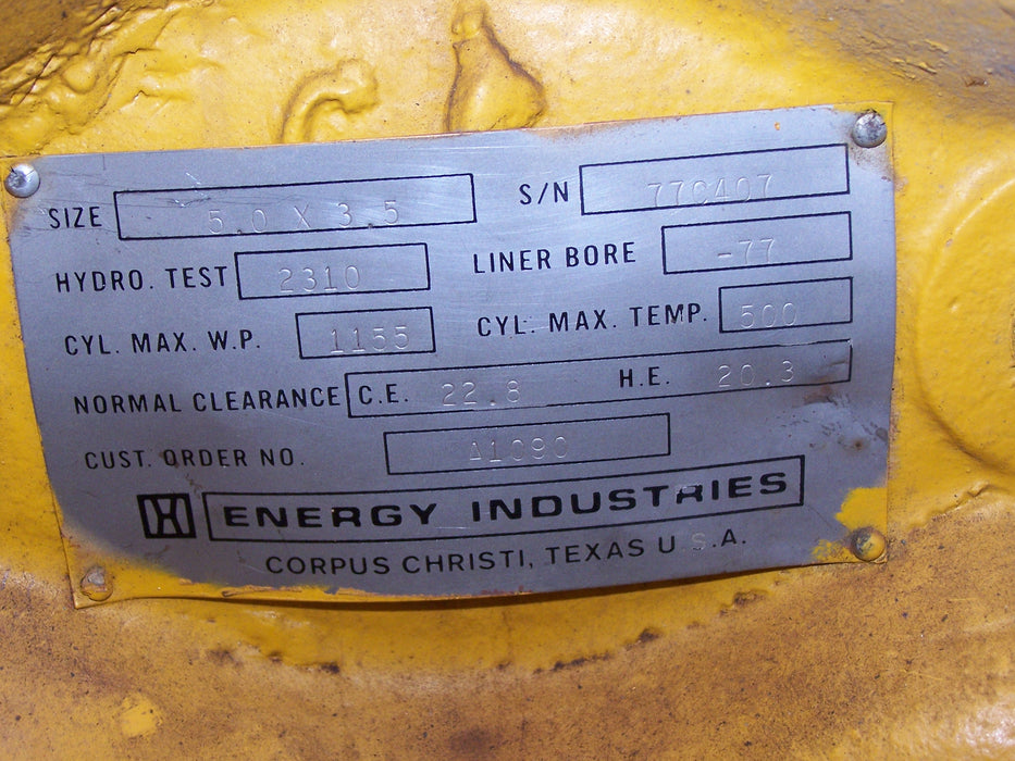 ENERGY INDUSTRIES, COMPRESSOR CYLINDER FE 332 3.5" BORE
