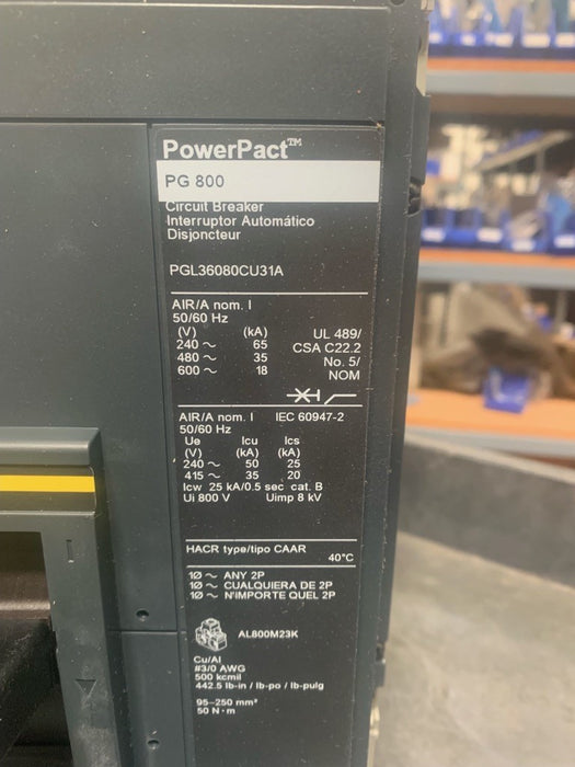 Schneider PowerPact 800 amp Breaker (new)