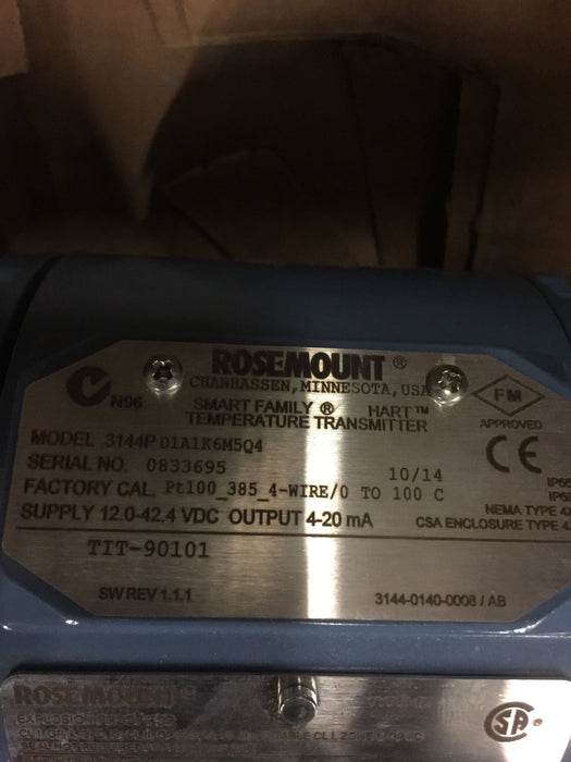 New Rosemount temperature transmitter Hart 0-100c